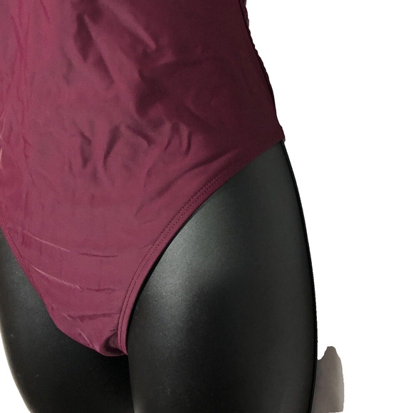 Bebe Lace Back Rhinestone Swimsuit Small Burgundry Wine Red Crystal Y2K Retro - Picture 6 of 12